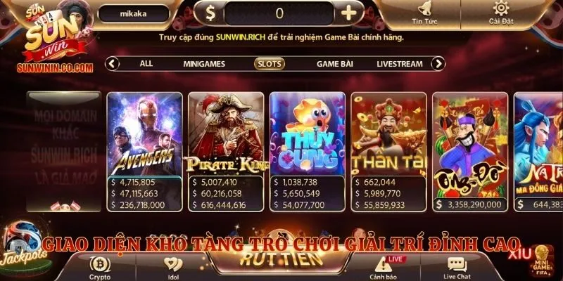 Giao diện kho tàng trò chơi giải trí đỉnh cao