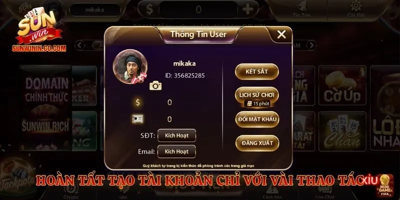 Hoàn tất tạo tài khoản chỉ với vài thao tác