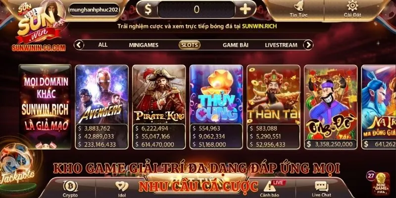 Kho game giải trí đa dạng đáp ứng mọi nhu cầu cá cược
