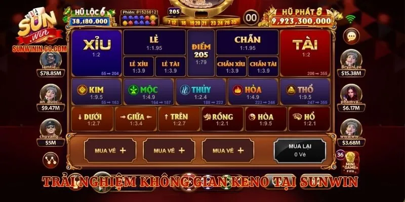 Trải nghiệm không gian keno tại Sunwin 